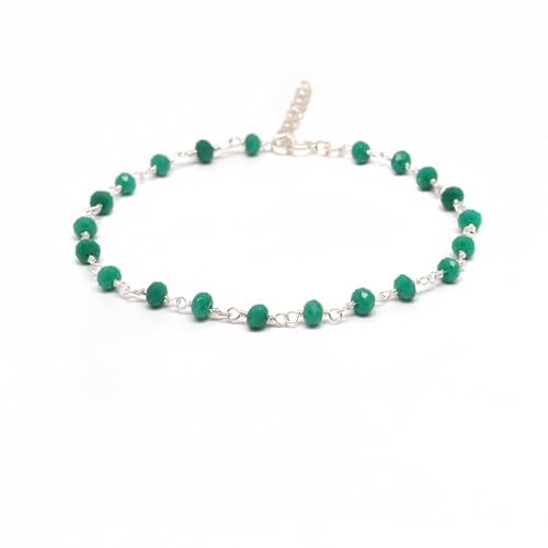 Multi Beads With 925 Silver Necklace, Handmade boho Style Dainty Jewelry for Women, Beaded Jewelry Gift for Wife/Her (Silver Finish, Apatite, 24 Inch)