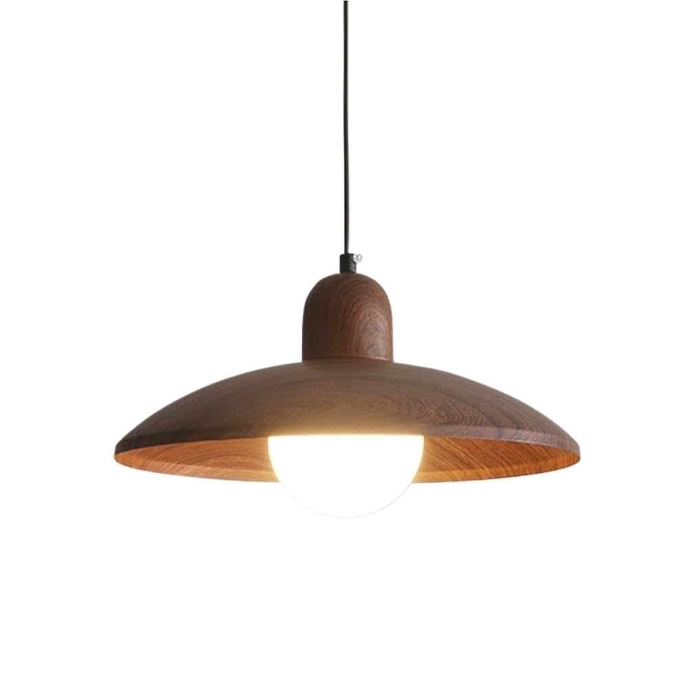 KXEcoLife Modern Chandelier Dome Pendant Light Globe Glass Hanging Lamp Wood Pattern G9 Kitchen Island Lighting Nordic Ceiling Lamps for Bedroom(Walnut)