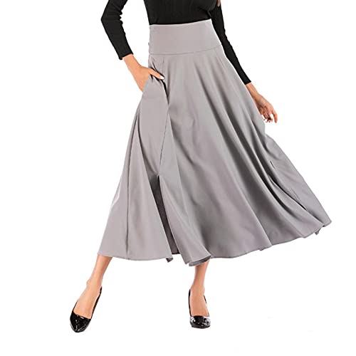 Maxi Skirts for Women Flowy Pleated High Waist Ruched Vintage Solid Loose Long Skirt (XXL, Gray 01) Maxi Skirts for Women Flowy Pleated High Waist Ruched Vintage Solid Loose Long Skirt (XXL, Gray 01)