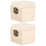 Toyvian Holz Geschenkbox 2 Stück Sechseckig Aufbewahrungsbox für Schmuck und Kleinigkeiten Naturfarben Dickes Holz Glatte Kanten Vielseitiger Organizer für Haushalt und Geschenkverpackung