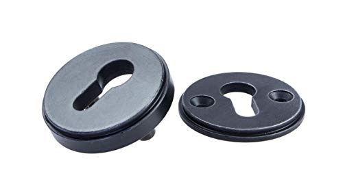 Preisvergleich Produktbild JUVA Schutzbeschlag Haustür Zylinder-Sicherheitsrosette Antik Schutz-Rosette schwarz - G5010 / PZ - Profilzylinder / Rosettenpaar rund für Wohnungseingangstüren / 1 Paar - Tür-Rosetten Wohungstür