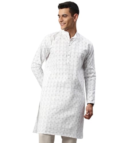 Image of Majestic Man Men's Cotton Regular Fit Ethnic Motifs Printed Long Kurta