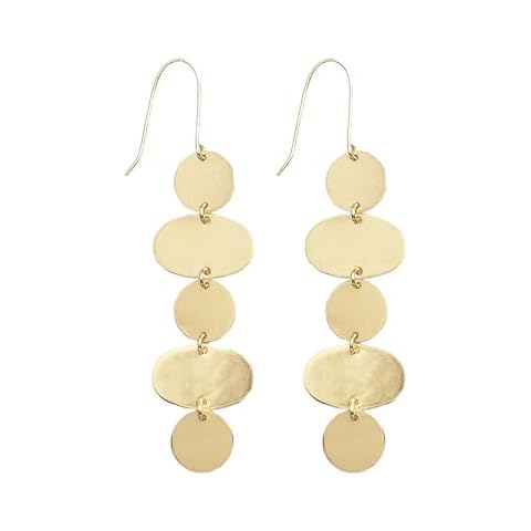 INK+ALLOY Gold Dangle Earrings for Women, Gretchen Brass Oval Circle Long Statement Beach Boho Earrings, Hypoallergenic Handmade Jewelry for the Modern Bohemian, 3.5-Inch Cover