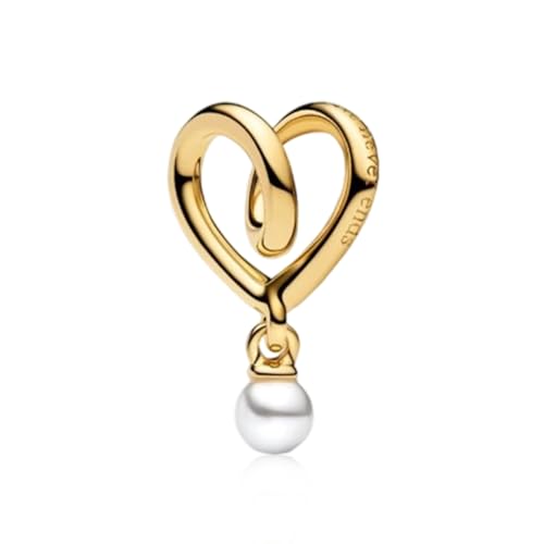 Image of S925 Sterling Silver Gold Plated Romantic Charms, Gifts for Mom Girlfriend Family on Valentine's Day Birthday Christmas Anniversary, Bracelet Necklace Bead Charm