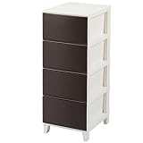 サンカ ルームス 収納 チェスト ブラウン スリム 4段 (幅34×奥行42×高さ87.5cm) スルっと引き出せて スキッと締まる引き出し キズ付きにくいマット加工パネル 簡単組み立て おしゃれ 収納ケース 収納ボックス 日本製 衣装ケース タンス リビング クローゼット 洗面所ROOM'S shade RSD-S344BR