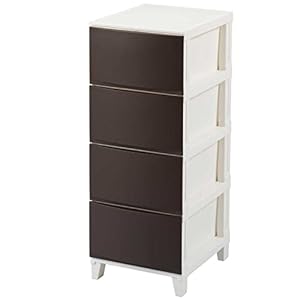 サンカ ルームス 収納 チェスト ブラウン スリム 4段 (幅34×奥行42×高さ87.5cm) スルっと引き出せて スキッと締まる引き出し キズ付きにくいマット加工パネル 簡単組み立て 日本製 衣装ケース タンス ROOM'S shade squ+ RSD-S344BR