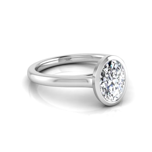 IGI Certified 1 Carat Oval Cut Lab Grown Diamond Bezel Set 14K Gold Solitaire Engagement Ring (1 Ct, D-VS1)3