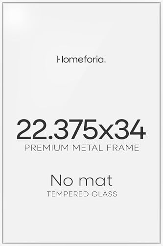 Image of Homeforia 22.375x34 White Puzzle Frame, High End Metal 22.375 by 34 Picture Frames without Mat, 34 x 22.375 Thin Poster Frame for Wall, 22.375by34 Puzzle Photo Frame, Tempered Glass, Wall Kit, Set of 2