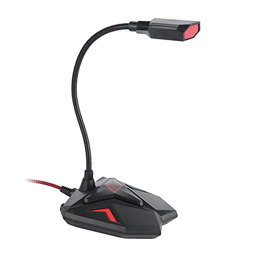 Podcast-Mikrofon, Gaming-Mikrofon, Kondensatormikrofon, integrierte LED-Anzeige für Konferenzen für Computer (schwarz)