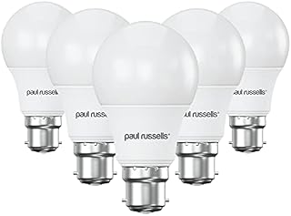 paul russells Bayonet Light Bulbs B22D, 40W Equivalent, Warm White 3000K, 5W 400lm LED Bulb, BC A60 Classic GLS Standard Energy Saving Lightbulbs, Non-dimmable, Pack of 5