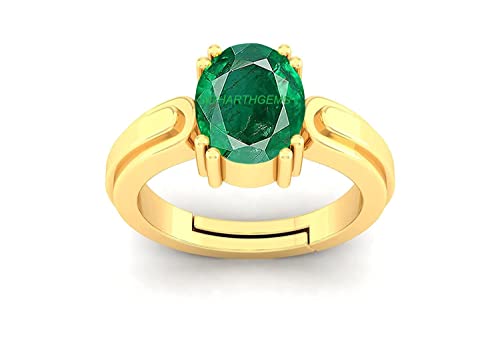 Bague émeraude zambienne naturelle, bague en argent sterling ajustable