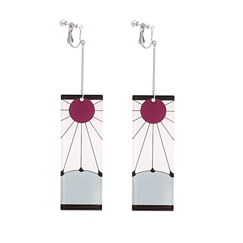 Japanese Style Earrings with Ear clips, Non Piercing Earrings for Anime Cosplay Jewelry Memorial Collection Gift