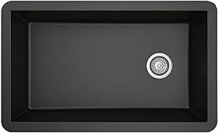Karran Drop-In Quartz Composite 33 in. 1-Hole Single Bowl Kitchen Sink in Black