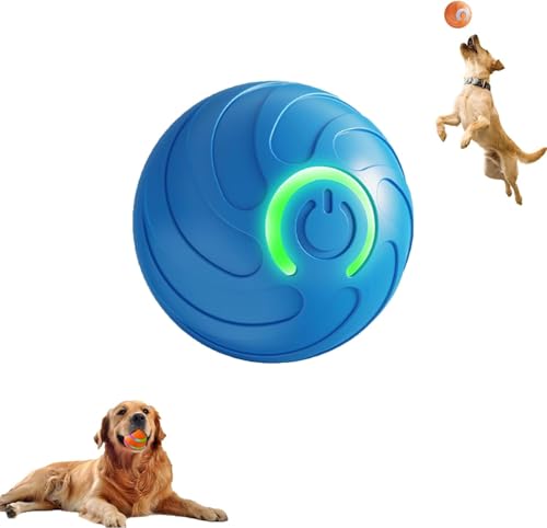 Pelota saltarina inteligente para perros, actualización 2025 pelota rebotadora Duraspin, juguete de salto automático rodante e interactivo para perros pequeños, bolas para mascotas (azul)
