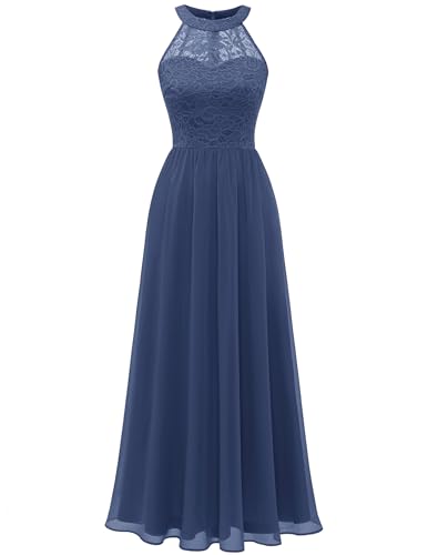 Wedtrend Brautjungfernkleiderer Damen Lang Kleid A Linie Ballkleid Damen Konfirmationskleid Abendkleid Lila WT0201 GrayishPurple XS