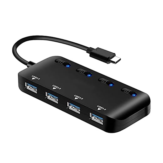 GUOJFEN 4-portars USB-hubb 3.0 USB typ C-splitter 5 Gbps snabb kompatibel med smal dator Ps4 tangentbord mus PC spel notebook adapter