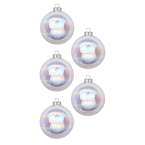 Inge Glas Weihnachtskugeln | Schöne Christbaumkugeln aus Glas | 20 Kugeln in Karton-Box | Christbaumschmuck Weihnachtsbaumschmuck Weihnachtsbaumkugeln (Irisierend | durchsichtig Seifenblasen Glanz)
