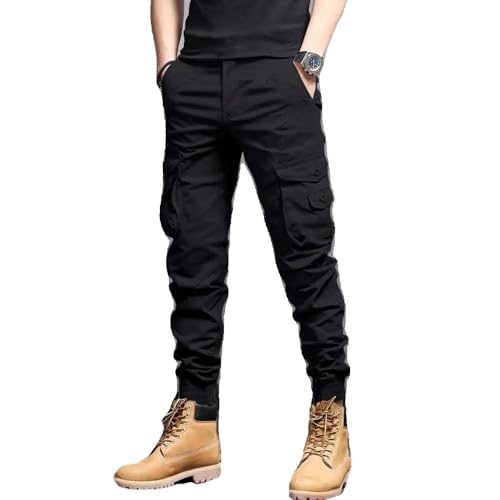Xingfenly Casual Side Flap Pockets Workwear Tapered Pants, Men' Cargo Pants for Spring Fall Outdoor