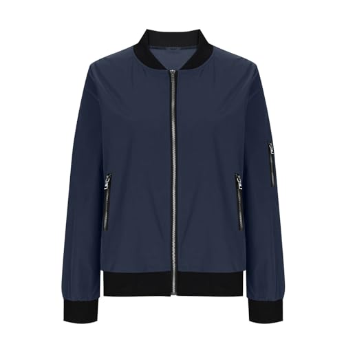 Womens Bomber Jacket Lightweight Zip Up Long Sleeve Coat Fall Jackets - image 3