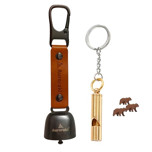 Aurorakis Loud Bear Bell with Magnetic Silencer for Bear Deterrent Survival Camping Hiking Biking Climbing - Brown