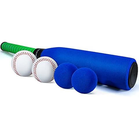 CeleMoon 22 Inch Kids Soft Foam Baseball Bat Toys with 4 Balls Gift for Children Toddlers Boys Girls Age 3-5-8 Outdoor Indoor Sport T Ball Game Playing, Blue Cover