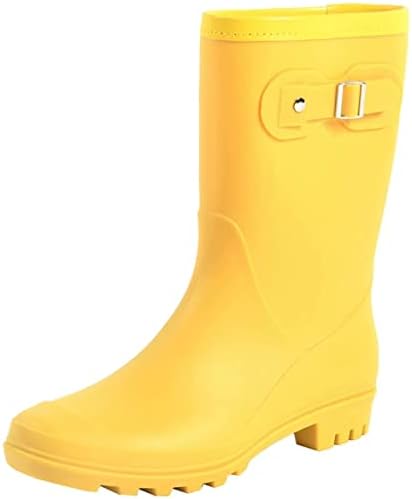 Fubotao Women's Mid Calf Rain Boots Waterproof Fashion Garden Shoes Anti-slipping Rainboots For Women Comfortable Insole Light Rain Shoes