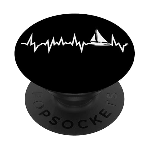 Sailing Heartbeat For Sailors & Skippers PopSockets Swappable PopGrip, Black