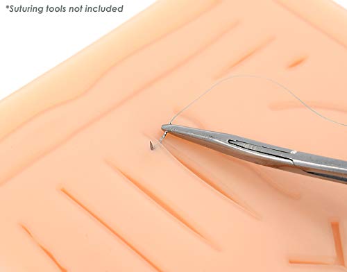 Image of EISCO Practice Suture Pad - Premium, Life-Like Plastic Suture Pad with Common Cuts & Lacerations - Designed by Physicians