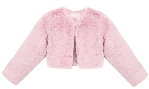 Image of Lilax Girls Cozy Faux Fur Long Sleeve Crew Neck Dress Coat