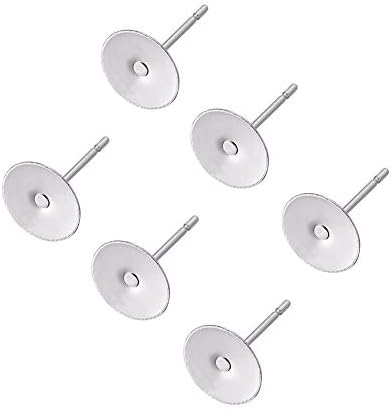 Craftdady 500pcs Stainless Steel Flat Round Blank Peg Stud Earring Findings 4mm Earring Cabochon Setting Post Cup for Jewelry Making