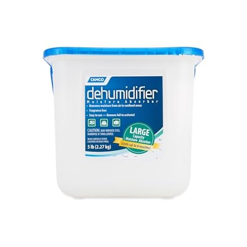 Camco Moisture Absorber Bucket - Features Fast-Acting Moisture-Absorbing Agent - No-Fragrance Beads – Use with RV Storage, Camper Organization & More (44282) Cover
