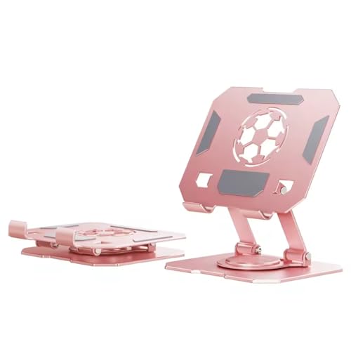 Redclip 360° Rotatable Metal Tablet Stand(Backboard Soccer Cutout Design), Adjustable Folding Desktop Stand for iPad/iPhone/Switch, Universal Use for Office/Movie/Studying/Drawing/Gaming (Pink)