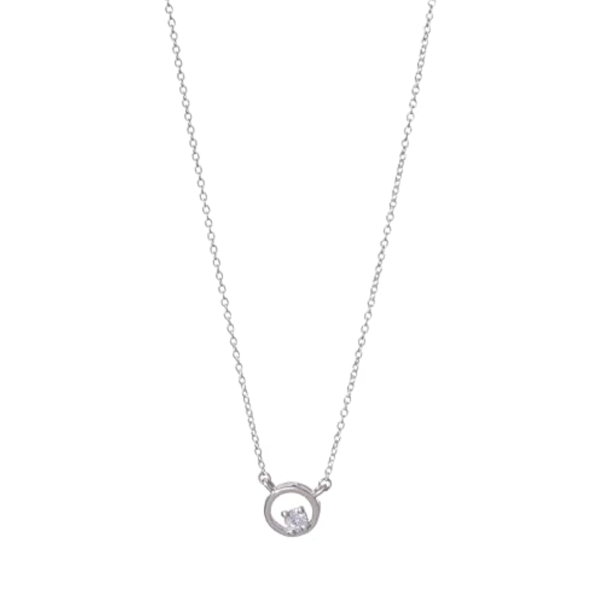 Women's 92.5 Silver Necklace with CZ Circle Pendant