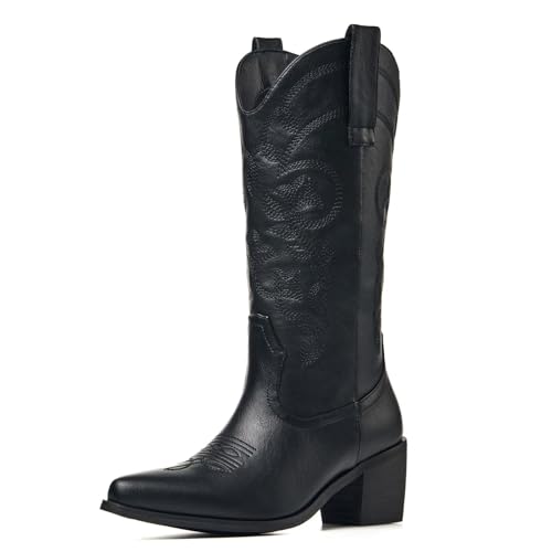 Image of Cowboy Boots for Women, Pointed Toe Chunky Heel | All-day walking comfort design, versatile for daily outfits, country music festivals and western style occasions