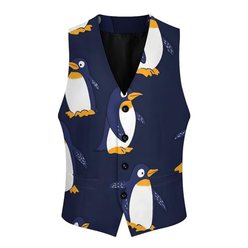 Cute Penguin Pattern Men's Formal Suit Vest for Business Formal Or Casual Dress Waistcoat Wedding4