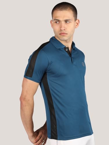 Image of CHKOKKO Men's Active Sports Wear Polo Half Sleeve Gym Tshirt with Button Collar Quick Dry Breathable Perfect for Workout Running Regular Fit Pack of 2