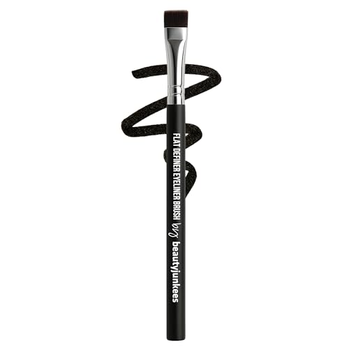 Beauty Junkees Flat Eyeliner Brush - Professional Precision Makeup Brush for Sharp Eye Liner, Eyebrow Shaping & Concealer Application