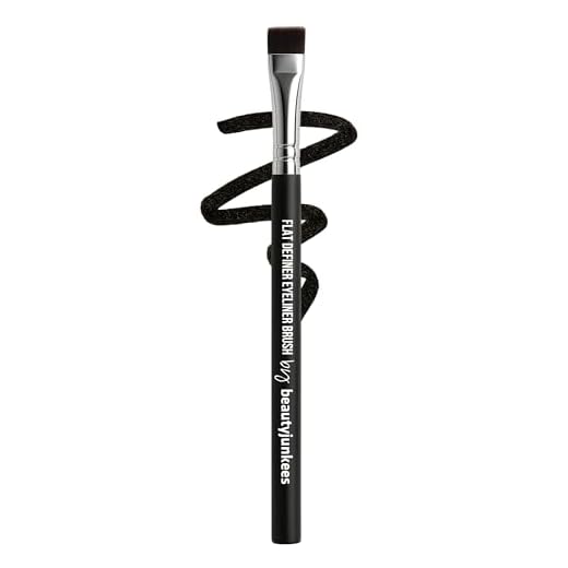 Thin Eyeliner Brush Fine - Small Flat Eyeliner Brush, Flat Concealer Brush, Flat Definer Eyebrow Brush Firm for Shaping Blending Contouring Brows, Straight Gel Eye Liner Brush, Eyeshadow Lash Liner