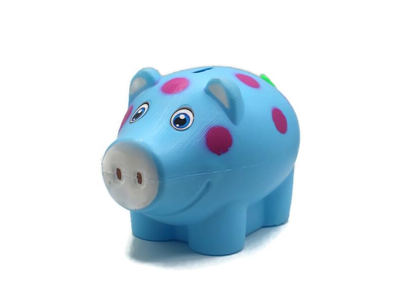Image of Piggy Bank for Kids with Lock & 2 Keys - Pig-Shaped Polka Dot Coin Bank for Boys & Girls | BIS Certified Plastic Gullak | Money Saving Bank Gift Toddlers 3+ Years | Made in India (Blue)