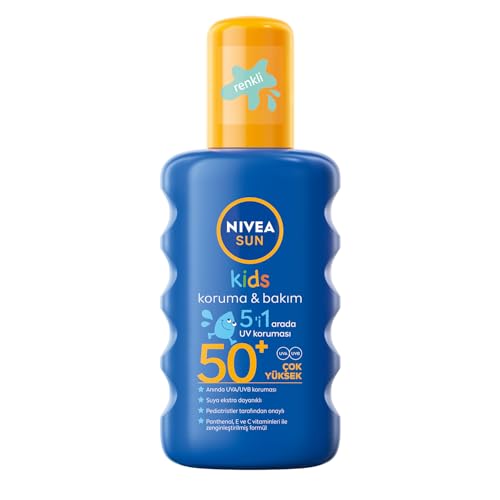 NIVEA SUN SPF50+ Çocuklar İçin Yüksek Güneş Koruyucu Vücut Spreyi 200ml,Ekstra Suya Dayanıklı,E&C Vitamini