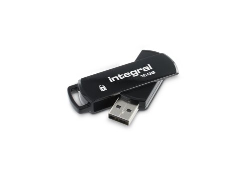 Preisvergleich Produktbild Integral INFD16GB360SECV2 Secure AES-256 16GB Speicherstick USB 2.0 schwarz