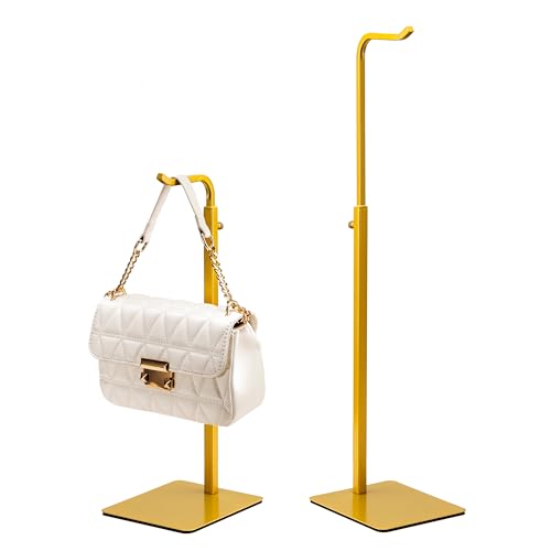 Josmimic 2 Pack Purse Holder Handbag Display Stand: Gold Hanger Rack for Bags Purses and Wreath Adjustable Hook Stand for Tabletop Closet and Retail Use for Vendors