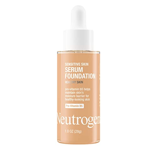 Neutrogena Healthy Skin Sensitive Skin Serum Foundation With Pro-Vitamin B5, Color Correcting & Pore Minimizing Liquid Foundation & Face Serum, Buildable Coverage, Medium 01, 1 Oz #TOP23