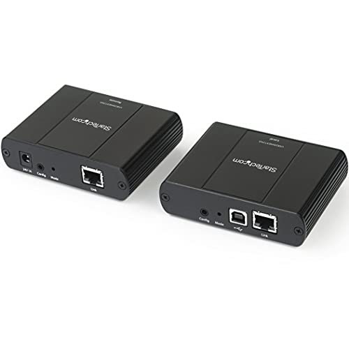 Image of StarTech.com 4 Port USB 2.0 Extender Hub Over Cat5e /Cat6 Ethernet Cable (RJ45) - 330ft /100m Industrial Metal USB Extender Adapter Kit w /ESD Protection - Externally Powered - 480 Mbps (USB2004EXT2NA)