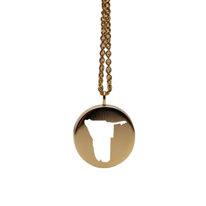 Pendentif carte de la Namibie en argent sterling plaqué or 14 carats, forme ronde de 24 mm et épaisseur de 1,5 mm, breloque Terre, bijou de voyage délicat | Médaillon gravé Aventure | LKB_MAP_386