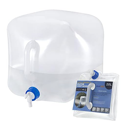 RISEPRO Faltbarer Wasserbehälter mit Zapfhahn, 5,3 Gallonen (20L) BPA-freier Wasseraufbewahrungskrug Wasserflasche für Outdoor-Camping, Wandern & Notfall-Überlebens-Kit, faltbar, tragbar