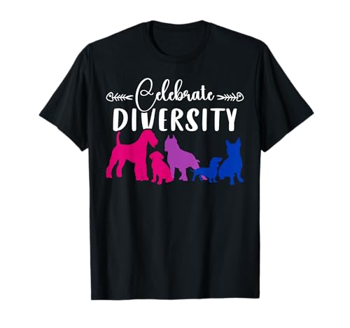 Feiere Vielfalt Hunde Bi Farben Bisexuell Pride T-Shirt