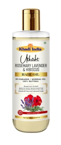 Image of Khadi Rosemary Lavender & Hibiscus Hair Oil 200ml | For Hair Growth, Dry & Frizzy Hair | Non Sticky, Paraben & Mineral Oil Free | For All Hair Types | Daily Use for Men & Women