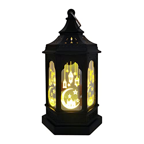 Eid Candle Lanterns Ramadan Lantern Lamps Eid Mubarak LED Lights Ornaments Muslim Party Lantern Crafts for Muslim Islam Festival Tabletop Lanterns (Yellow)