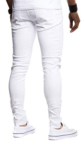 Leif Nelson pour des Hommes Pantalon en Jean Slim fit en Denim Stretch déchiré LN9145 Blanche W31L30 - Image 5
